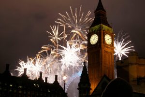 Celebración de Noche Buena en Londres, Inglaterra.